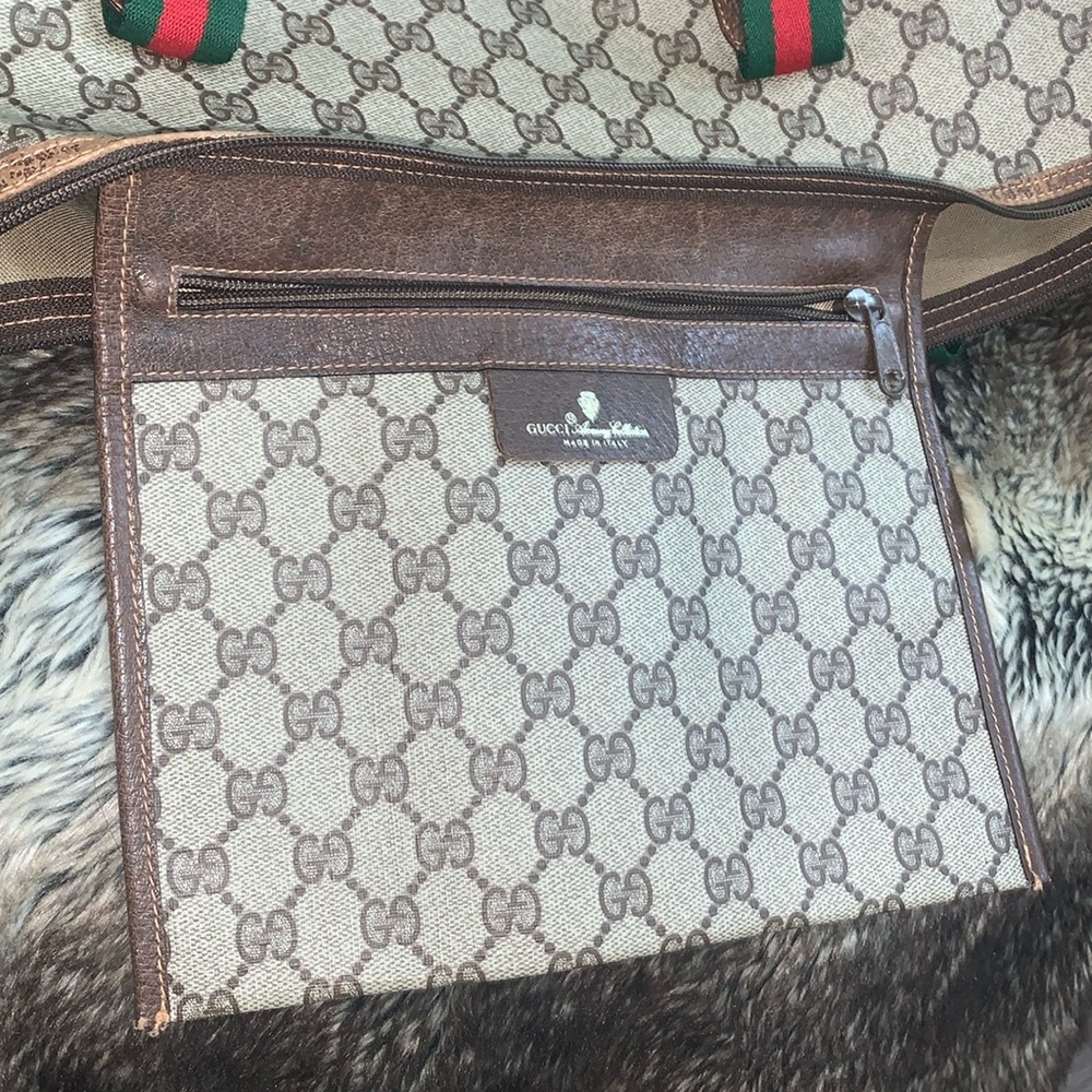 Gucci Authentic Vtg Sherry Coated Canvas Travel Weekender Bag - Picture 12 of 13